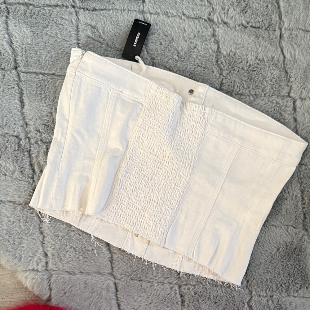 Express White Button-Up Denim Bustier - Picture 5 of 5